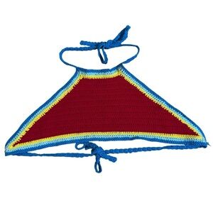 Hobie Crochet Bikini Top Red Yellow Blue M